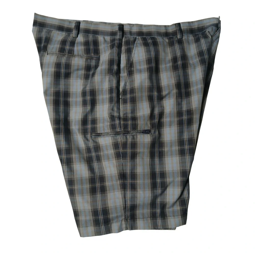 Grand Slam Mens Plaid Golf Shorts Blue Grey Black Size 40 Performance Activewear
